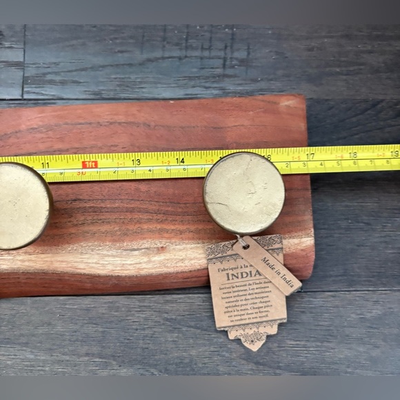 Artisan Natural Wood & Brass tone 4 hook coat rack w/hanging hardware - Picture 11 of 11